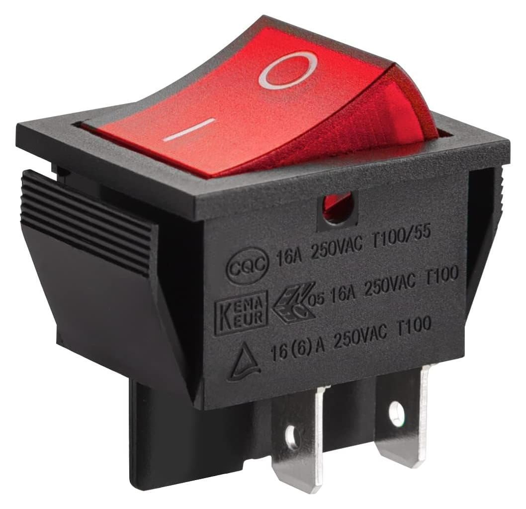 Dripio Draaischakelaar 4-polig DPST 16 A 250 VAC Rood met LED-indicator