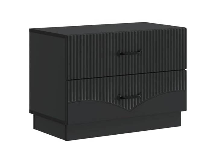 Coespram Nachttisch Schwarz 62x34,5x44,5 cm Holzwerkstoff Beistelltisch Kompakter Nachtschrank mit 2 Schubladen und schwarzen Stangengriffen für Ordnung im Schlafzimmer und Wohnbereich.