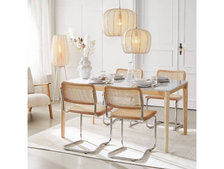 Stehleuchte Ø 42cm Beige/Beige Netzstoff LED/Glühlampe E27