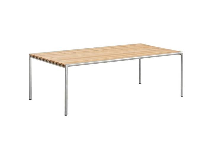 Amatio Loungetisch, Edelstahlfarben, Teakfarben, Holz, Metall, Teakholz, Hartholz, rechteckig, Rundrohr, 65x40x120 cm, Fsc, Gartenmöbel, Loungemöbel, Lounge-Serien
