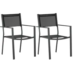 STAPELSESSEL Schwarz Aluminium 2er-Set
