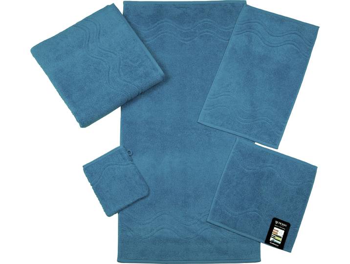 Seiftuch ROSS Cashmere feeling , blau (petrol), B:30cm L:30cm, Frottier, Baumwolle, Handtücher, Seiftuch, mit Wellen-Bordüre