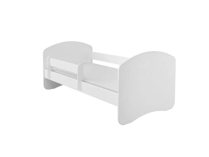 Lit Enfant Bébé 140x70 - ACMA - Blanc - Avec Matelas et Sommier à Lattes - Barrière de Protection