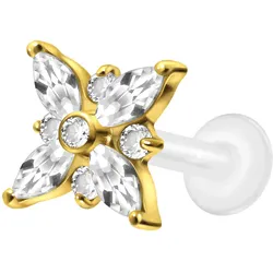 PTFE Labret mit Innengewinde + Titan-Aufsatz KRISTALLSTERN