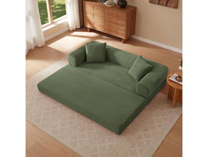 Canapé modulable convertible - MINIMAL - Tatami Pliant - Lit 2 places - Mousse - Vert