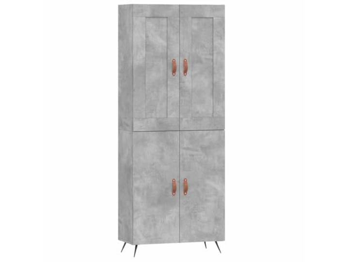 GFMGUEMV Highboard Betongrau 69,5x34x180 cm Holzwerkstoff mit Türen Stabiler Holzwerkstoff, Eisenbeine, viel Stauraum, Wohnzimmer, schlankes Design