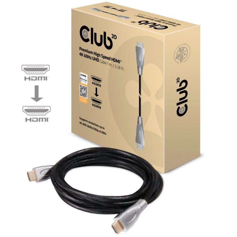 Club3D Club 3D HDMI 2.0 Kabel 1m Premium High Speed UHD Ethernet St./St. schwarz CAC-1311