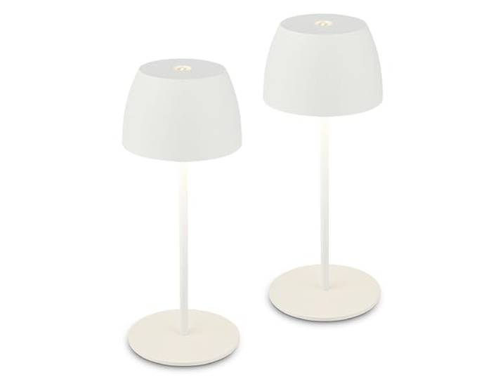 BRILONER - 2er-Set Mini LED Tischlampen kabellos IP44 mit Touch, stufenlos dimmbar, Akku & Lichtquelle tauschbar, Nachttischlampe, Dekolampe, LED Lampe, Akku Tischleuchte, Outdoor, 8x20 cm, Weiß