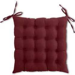 wometo Sitzkissen Stuhlkissen 40x40 OEKO-TEX  - dunkelrot weinrot Sitzauflage Bank Polster Sitzpolster mit Bändern / Schleife, Indoor / Outdoor