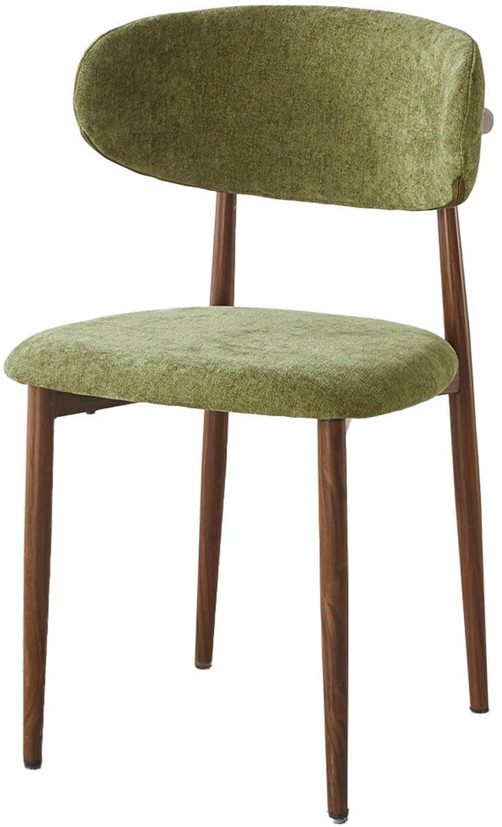 Set van 4 Lizzely Garden & Living Reika eetkamerstoelen Japandi stijl groen met walnoot poten