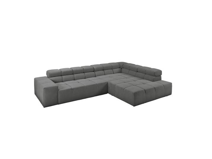 Kawola Ecksofa Nevada Anthrazit Cord, Kunststoff, Echtholz, Füllung: Komfortschaum, Ottomane rechts, L-Form, 319x215 cm, Wohnzimmer, Sofas & Couches, Wohnlandschaften, Ecksofas