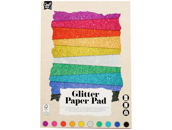 Craft ID Bastelblock Glitzerpapier A4 180g
