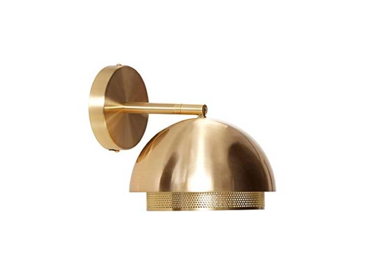HÜBSCH - Gouden metalen wandlamp geperforeerd halve bol Hübsch