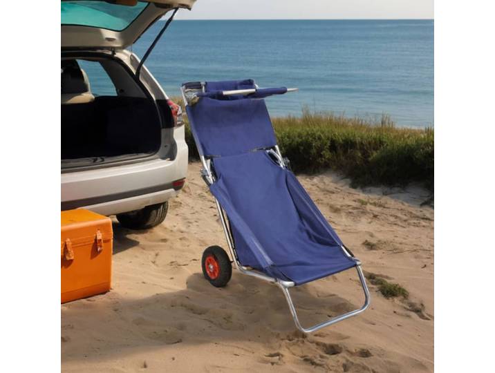 vidaXL Strandwagen mit Rädern Tragbar Klappbar Blau