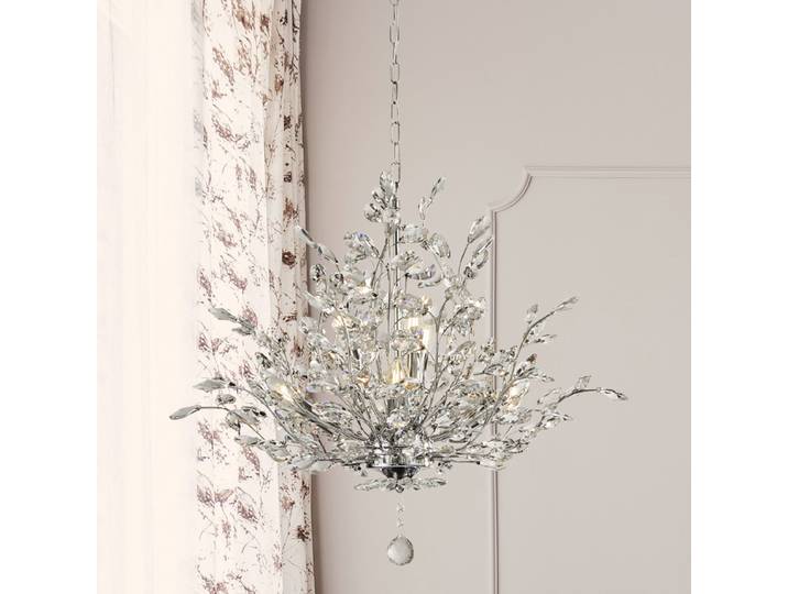 Lustre 78 x 62 x 78cm Argenté Acier chromé Verre cristal E14