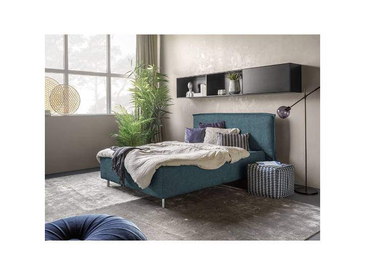 Polsterbett Homely 140 x 200cm Flachgewebe Nona Blau Buche