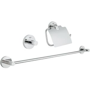GROHE Badaccessoires-Set Essentials 40775001, Bad-Set 3 in 1, 3-teilig, aus Metall, zur Wandmontage, silber