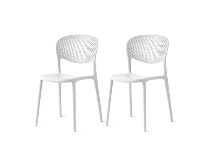 Connubia, 2 Stühle Abby mit gelochter Rückenlehne, aus recyceltem Polypropylen, 100% weiß, optisch-matt