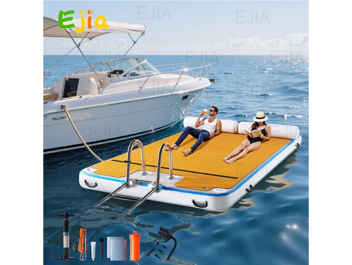 Tapis de quai flottant gonflable de 4m, avec Surface EVA antidérapante, plate-forme de natation gonflable pour lac, piscine, plage