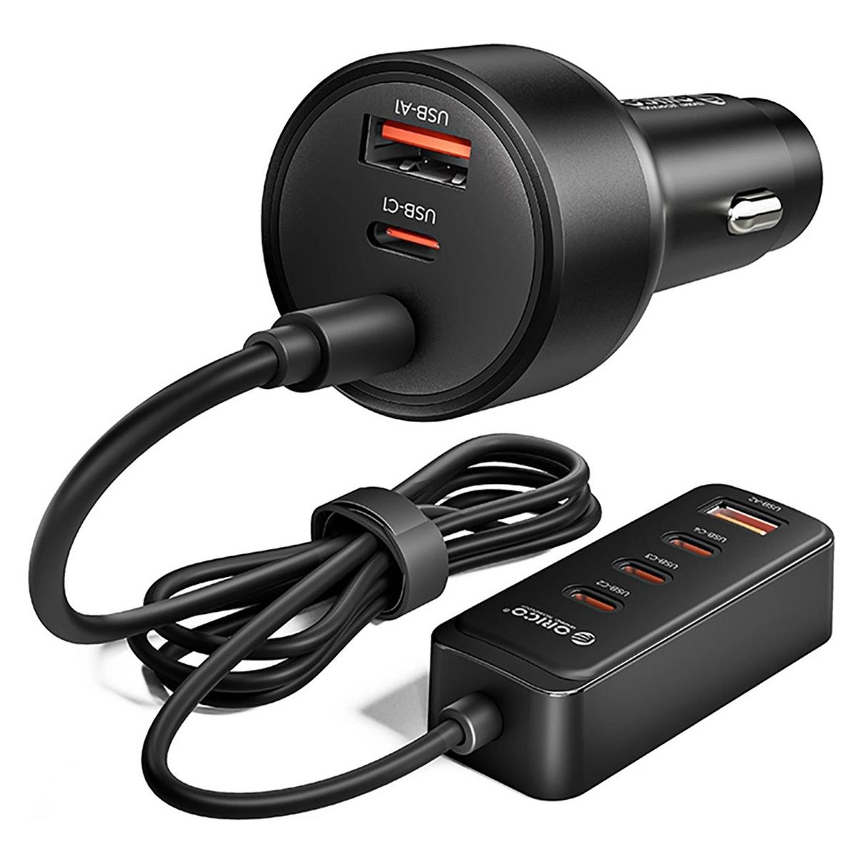 Orico Ładowarka Ładowarka samochodowa ChargeClip 108W 2x USB-A + 4x USB-C z klipsem - czarna (6942227174789)
