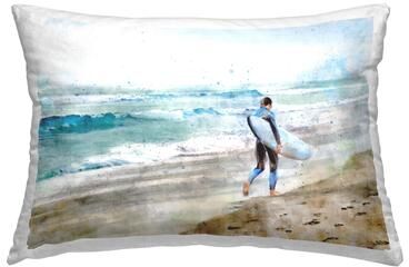 Stupell Surfer on Shoreline Decorative Printed Throw Pillow Design by Ziwei Li