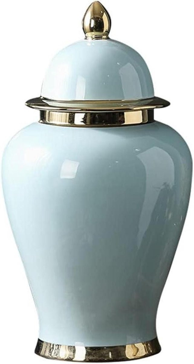 Handgeschilderde keramische gemberpot decoratieve vaas blauw goud Hoogte: 38 cm