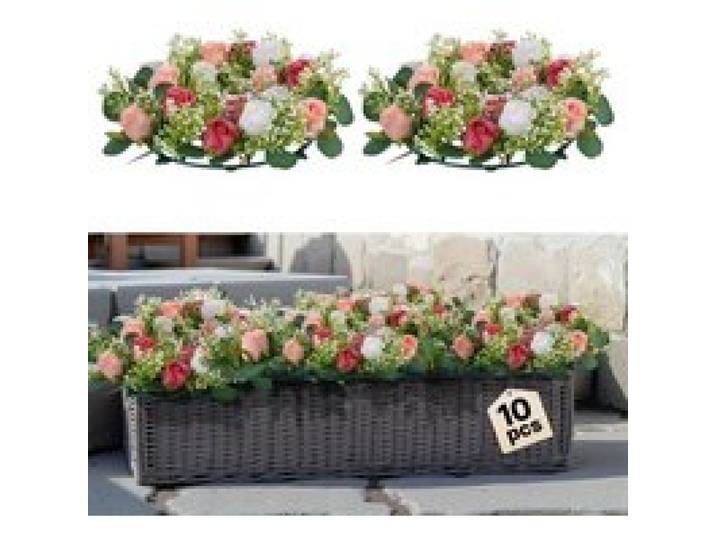 VEVOR Künstlicher Blumenkranz, 340x340x90 mm, Kunstblumenkranz mit rosa & weißen Rosen, Blumenarrangement-Mittelstück für Valentinstag, Muttertag, Party, Hochzeit & Tischdekoration, 10 Stk.