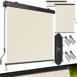 KESSER® Senkrechtmarkise Außenrollo Handkurbelmechanismus Balkonrollo Sonnen & Sichtschutz Beschattung Sonnenschutz Außen Rollo mit Kurbel Markisenkasten Balkon & Terrasse Inkl. Montageset & Abdeckung