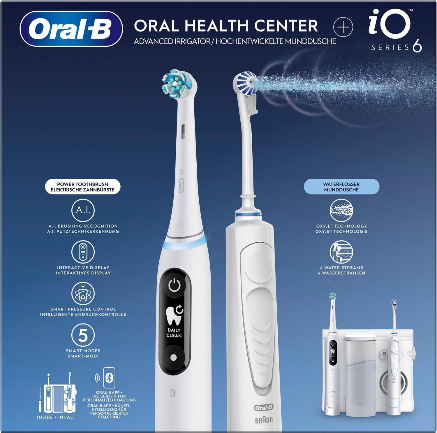 Oral-B Center OxyJet Reinigungssystem - Munddusche + Oral-B iO6 Elektronische Zahnbürste Weiß 841204