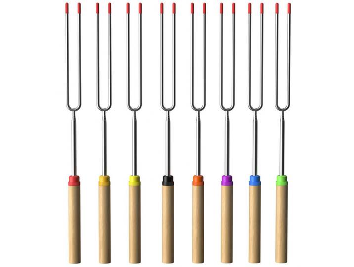 Grillspiesse aus Edelstahl mit Aufbewahrungstasche (8-tlg. Set), Mehrfarbig, Metall, 30 cm, Grillen, Grillzubehör