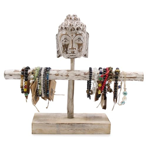 Enkele Tak & Boeddha Sieraden, Armbanden en Horloges Stand - Whitewash
