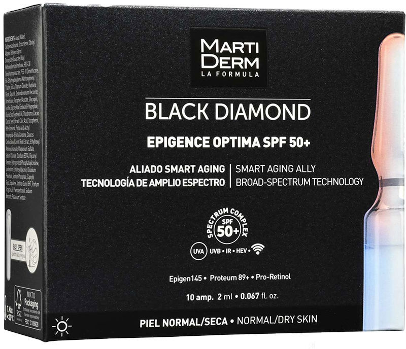 Martiderm Black Diamond Epigence Optima ampolas para pele normal-seca FPS50+ 10 x 2 ml