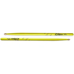 Zildjian Drum Sticks, Hickory Wood Tip Serie, 5A Acorn, neon gelb (Schlagzeug), Drumsticks + Schlägel, Gelb