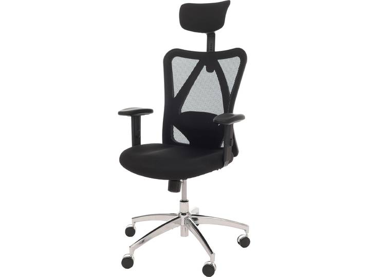 Bürostuhl HWC-O64, Schreibtischstuhl, ergonomisch, verstellbare Lordosenstütze Armlehne schwarz