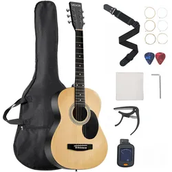 VEVOR Dreadnought Akustik Gitarre 39 in / 990,6 mm Anfängerpaket für Erwachsene Natur