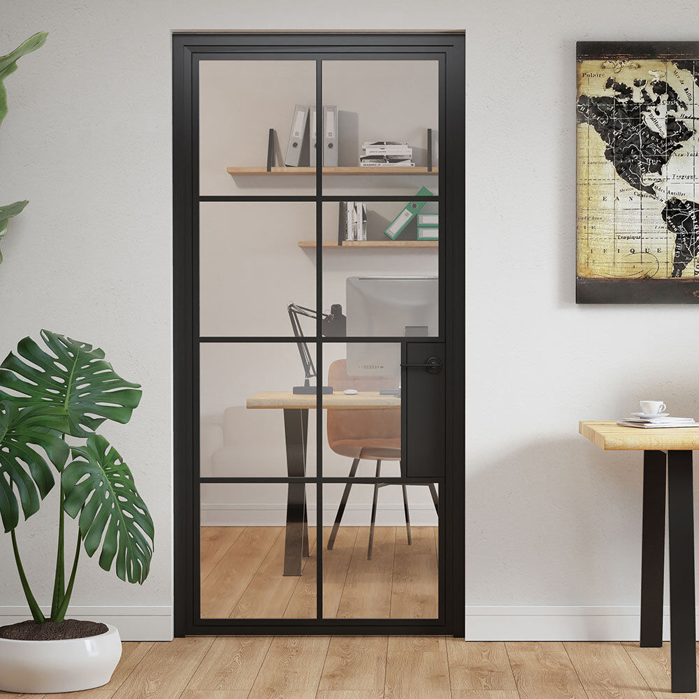 Ebern Designs Kalena Glass Standard Doors Clear 98.6cm x 206.3cm