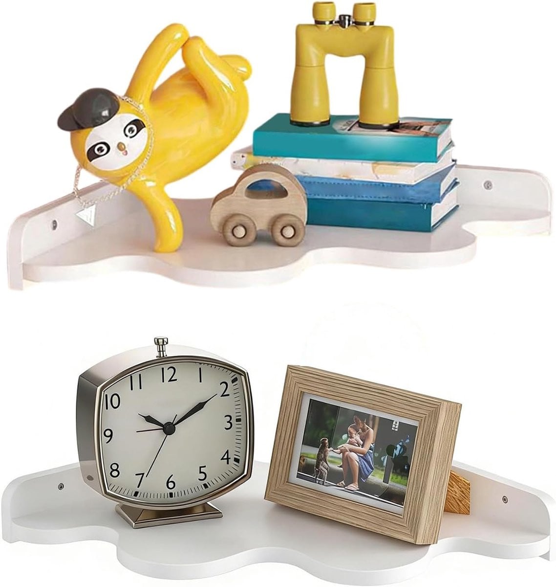 Set van 2 Zwevende hoekplanken - Wandrek - Houtkleurig