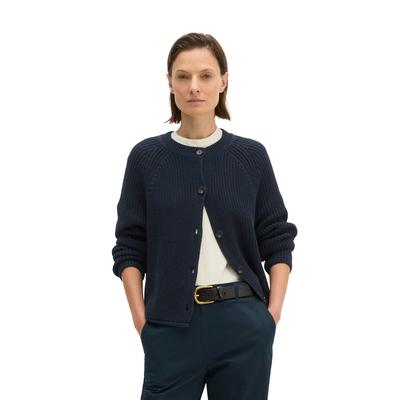 Cardigan MARC O'POLO, Damen, Gr. M, night sky, Strick, Obermaterial: 100% Baumwolle, loose fit normal, Rundhals, Strickjacken, loose aus Heavy-Weight-Organic-Cotton