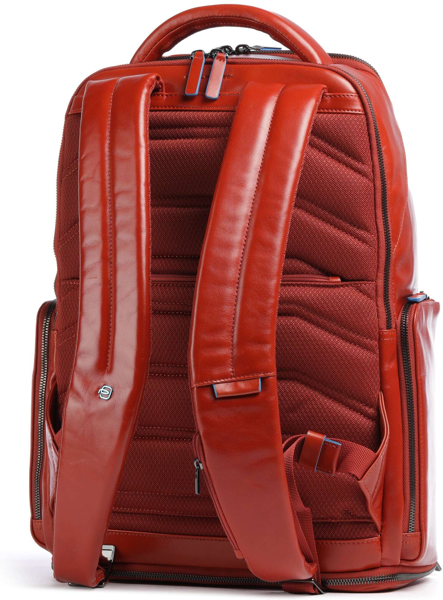 Piquadro Blue Square Rucksack aus Leder, rot