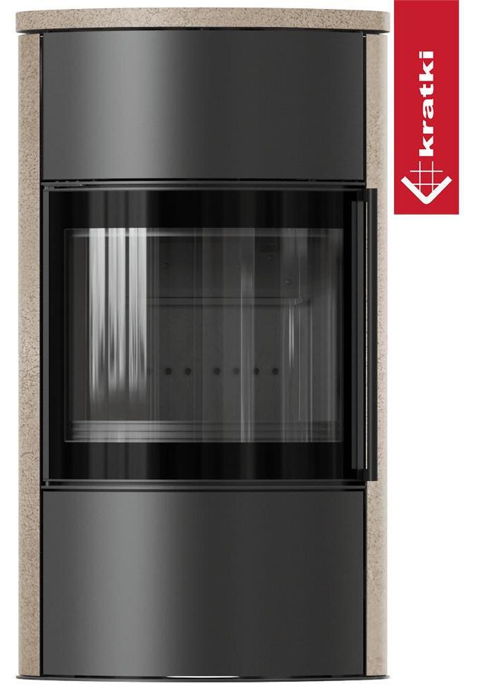 BJORN Ø 150 7 kW freistehender Stahlofen Hochdekorative GOLD SATIN Speicherkeramik; Keramikabdeckung; schwarze Thermotec; mit Verschlussmechanismus