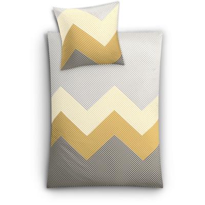 Bettwäsche KLEINE WOLKE "Lykke", bunt, B/L: 135cm x 200cm, 1 Stk., 1 Stk., Mako-Satin, B/L: 80cm x 80cm, 2 Stk., Mako-Satin, Obermaterial: 100% Baumwolle, Bettwäsche, Bettwäsche, mit Zick-Zack-Muster
