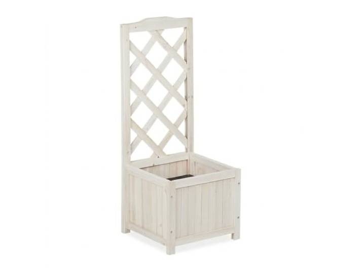 relaxdays\, blanc Jardinière treillis espalier Tuteur plantes grimpantes bac à fleurs bois vigne rose 20 L\, 90 cm