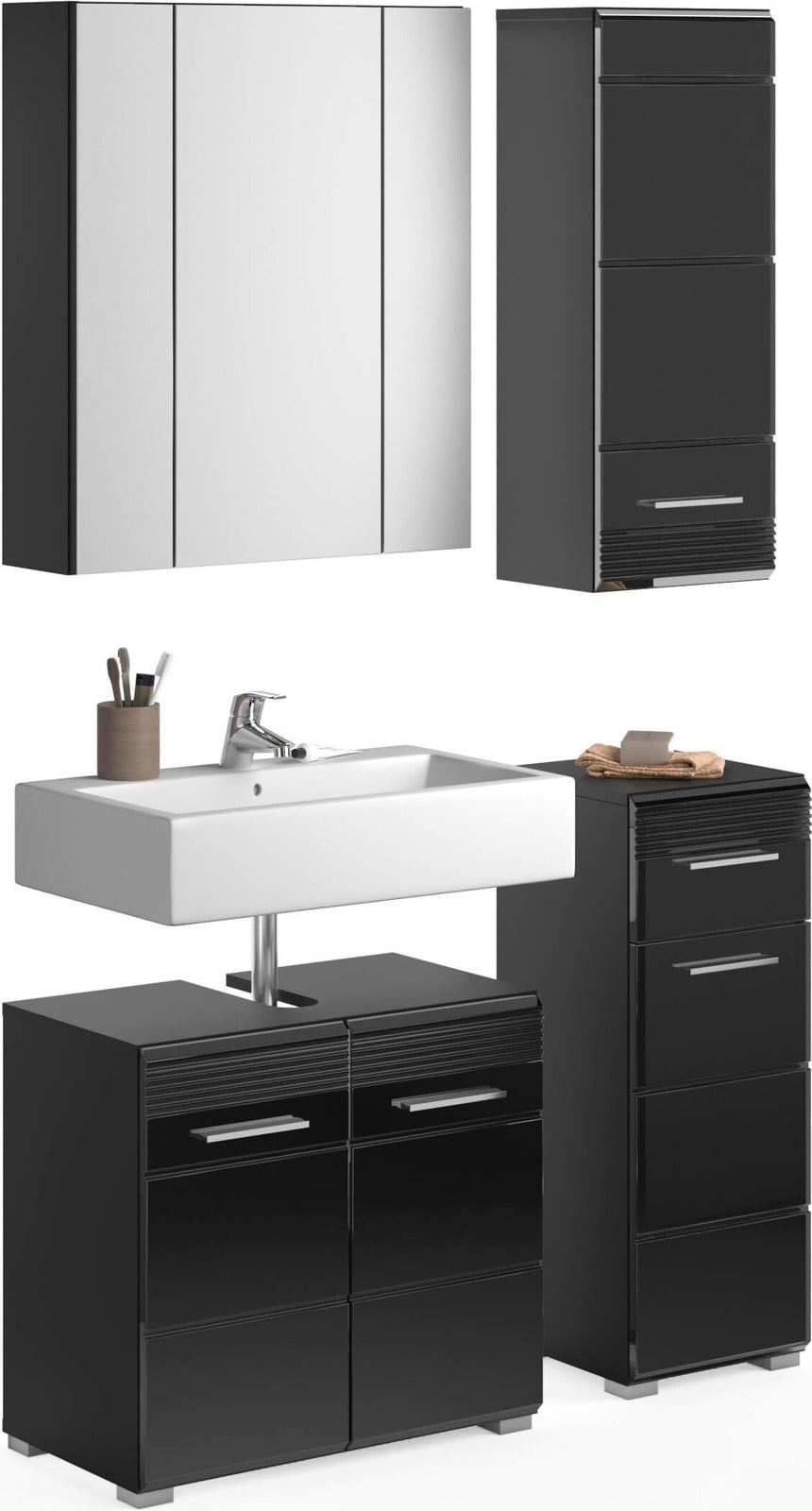 Linus badkamer L4 zwart hoogglans
