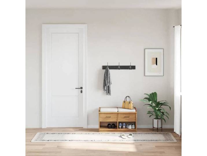 Tapis-Tapis de salon-Tapis Chambre lavable antidérapant 80x300 cm Beige clair 541561