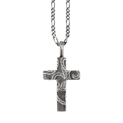 Kette mit Anhänger CAÏ "925/- Sterling Silber oxidiert Kreuz", silber (silbergrau), Halsketten, Herren, 55cm, Silber 925 (Sterlingsilber), L: 55 B: 19mm, matt, B:19mm