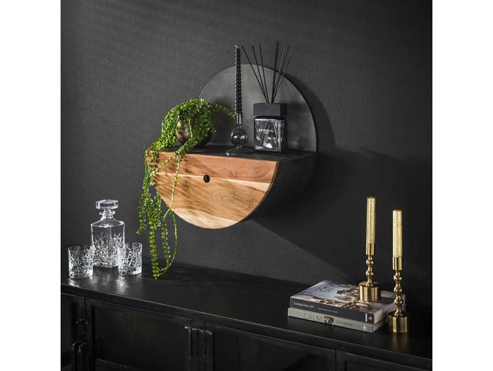 Wandschap half moon Ø50 met lade