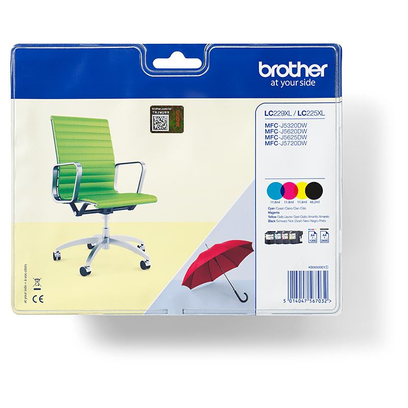 Brother LC229XLVALBP - 4er-Pack - Schwarz, Gelb, Cyan, Magenta - original - Blisterverpackung - Tintenpatrone - für MFC-J5320DW, MFC-J5620DW,