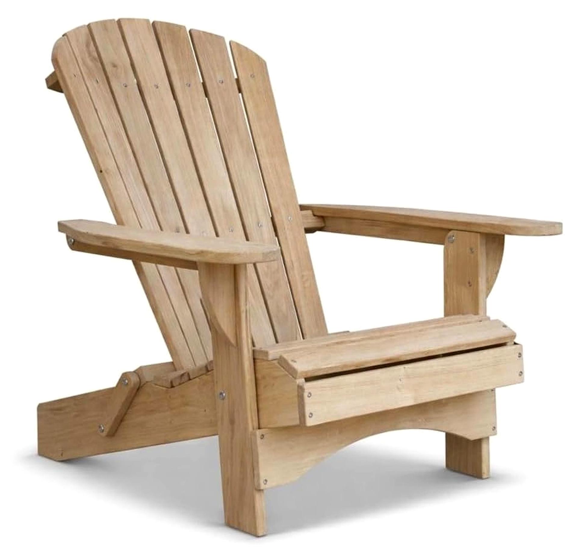 Adirondack-Stuhl Comfort Folding aus massiver Eiche als Bausatz wetterbeständiger zusammenklappbarer Gartenstuhl zur Entspannung im Freien maximale Belastung 170 kg