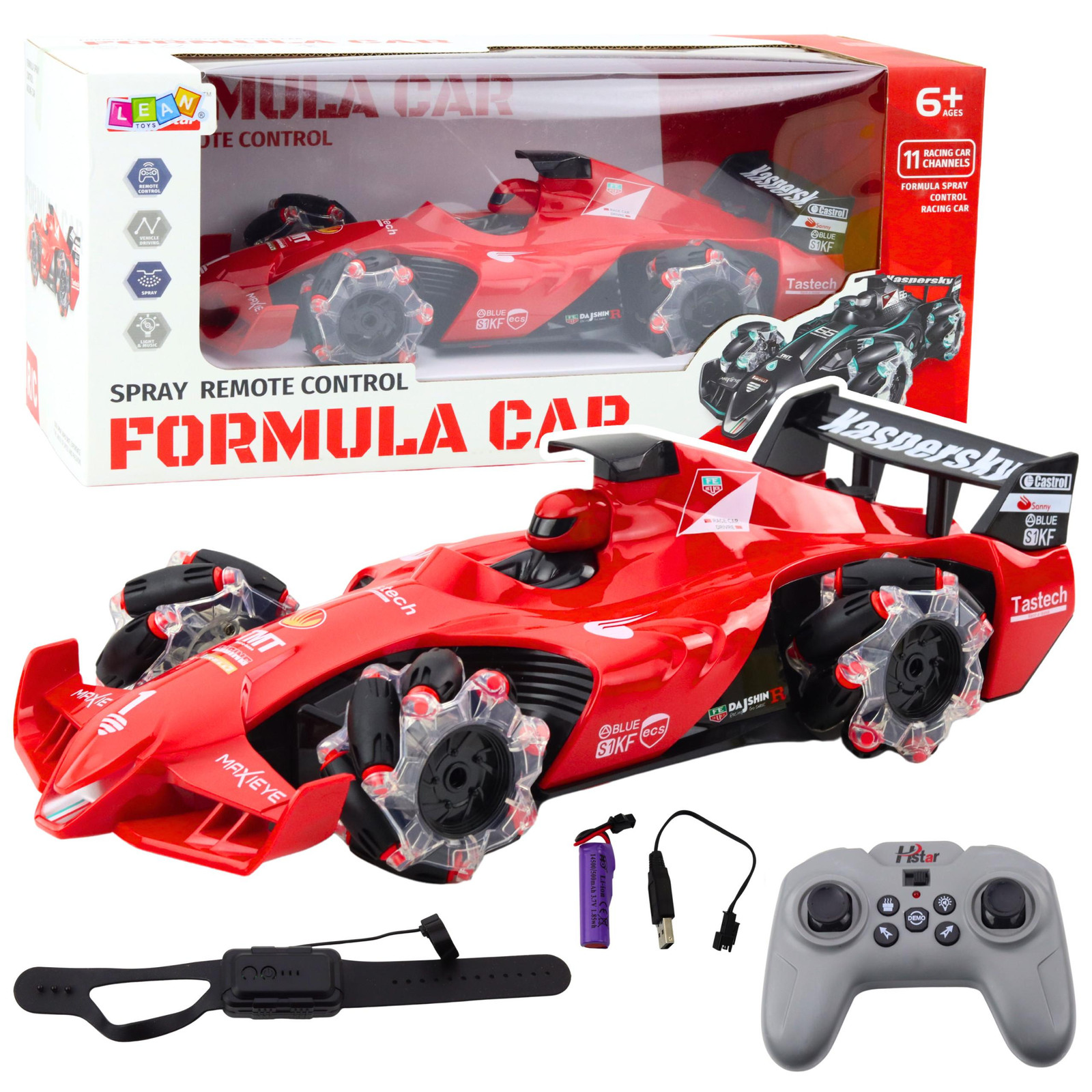 Lean Toys RC Auto met rookeffect 2,4 GHz - Rood