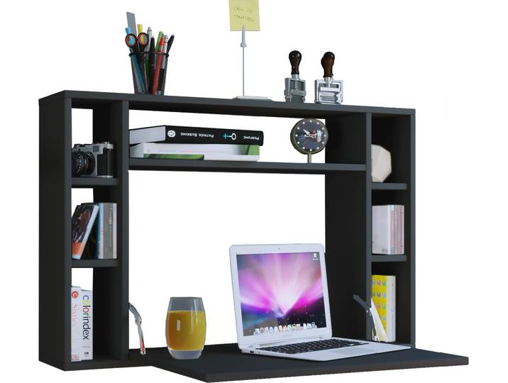 Table d'ordinateur suspendue Table pliante Bureau mural Dimensions env. H. 60 x W. 90 x D. 20 cm Bureau - Wandila